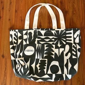 Vuori limited edition canvas tote bag with a custom print by Chicago-based artis